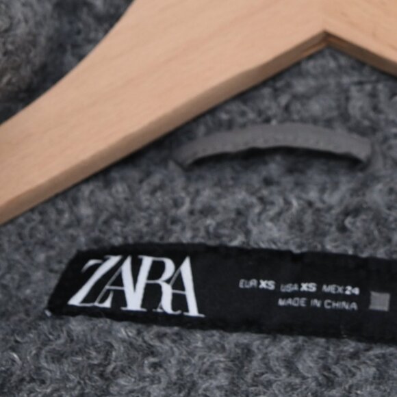 Zara Cropped Gray Zip Jacket Cozy Minimal XS Euro Coded - Picture 5 of 9
